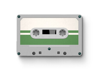 Vintage Retro Cassette, cassette tape isolated on white, retro audio tape, 3d illustration, 3d rendering