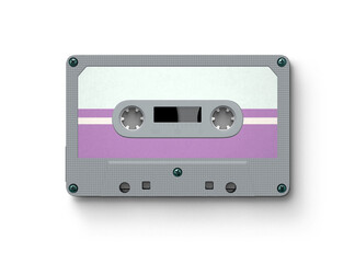 Obraz premium Vintage Retro Cassette, cassette tape isolated on white, retro audio tape, 3d illustration, 3d rendering