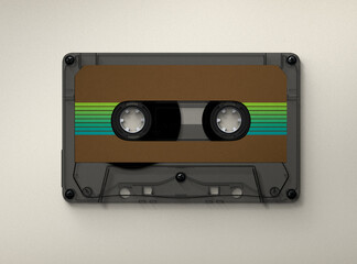 Vintage Retro Cassette, cassette tape isolated on white, retro audio tape, 3d illustration, 3d rendering