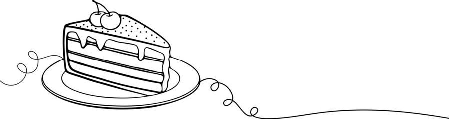 slice of cake lineart handdrawn vector