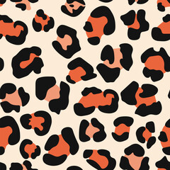 Vector seamless pattern of animal print. Leopard spots. Warm shades.