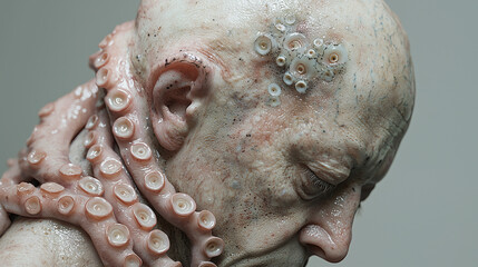 Surreal Octopus Tentacles Wrap Around Human Head