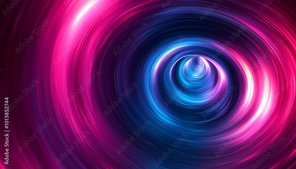 Poster A vibrant swirl of pink and blue light, creating a dynamic tunnel effect, evoking a sense of motion and depth.