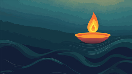 Diwali festival background diya floating water wave pattern hindu holiday celebration india festive illustration design banner greeting card invitation poster spiritual
