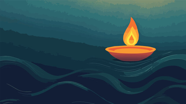 Diwali festival background diya floating water wave pattern hindu holiday celebration india festive illustration design banner greeting card invitation poster spiritual