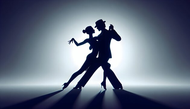 scenic view of a silhouette of a couple performing a dance pose