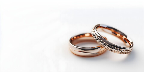 Wedding rings on a white background