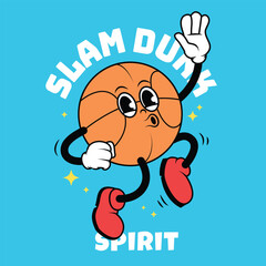 Basketball Groovy Mascot Character Vector