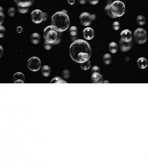 Falling soap bubbles on transparent background