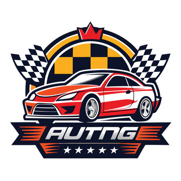 recommend clip art: Auto racing Car sport line art multi-color logo template design 