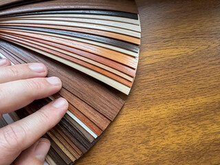 closeup wood texture for flooring, samples of laminate