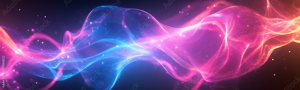 Aufkleber a vibrant wave of colorful light swirls in mesmerizing patterns, blending pink and blue hues against