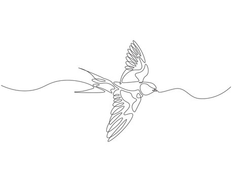 recommend clip art: Continuous one line drawing of flying swallow bird. One line drawing illustration of swallow bird in flight. World migratory bird day concept line art. Editable outline