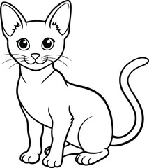 Havana brown kitten line art silhouette vector 