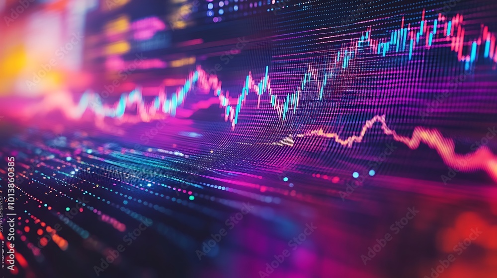 Leinwandbilder a vibrant visual representation of fluctuating data trends in colorful hues, symbolizing technology 