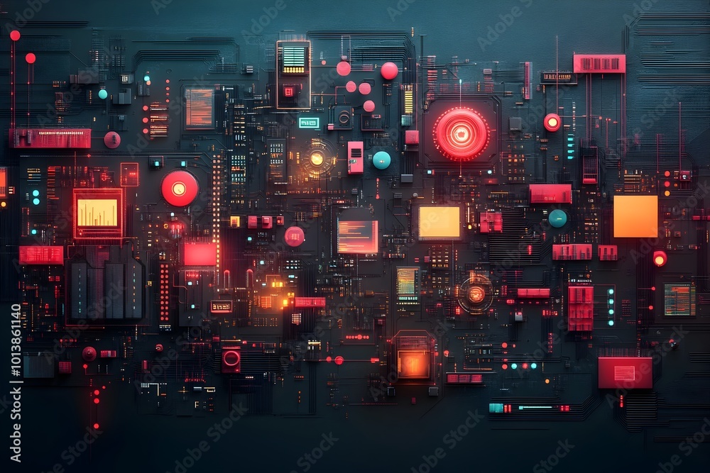 Poster encrypted digital cityscape with pulsing quantum processors and ethereal data holograms depicting a 