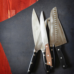 kitchen knifes top view