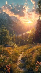 Mountain lake landscape