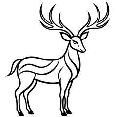 Minimalist Line Art of an Abstract Deer with Flowing Antlers