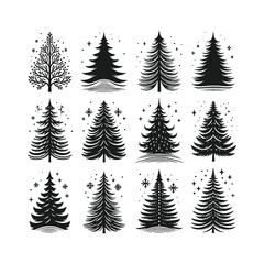 Obraz premium set of Christmas tree silhouette