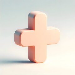 Obraz premium 3D Peach-Colored Plus Sign on a Minimalist Backdrop