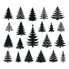 Obraz premium set of Christmas tree silhouette
