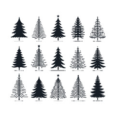 Obraz premium set of Christmas tree silhouette