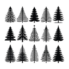 Obraz premium set of Christmas tree silhouette
