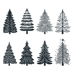 Obraz premium set of Christmas tree silhouette