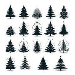 Fototapeta premium set of Christmas tree silhouette