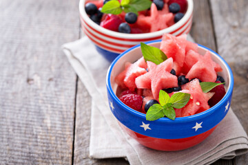 Fresh watermelon with blueberries
