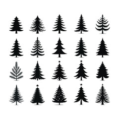 Fototapeta premium set of Christmas tree silhouette