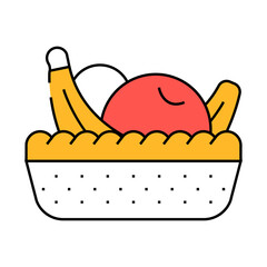fruit basket in canteen line icon vector. fruit basket in canteen sign. isolated symbol illustration