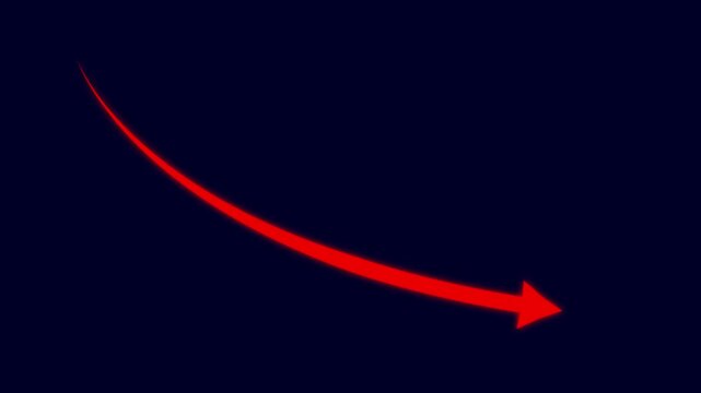 Animated of down business graph icon .business or finance concept icon