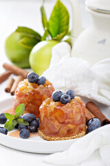 Apple cakes with blueberries