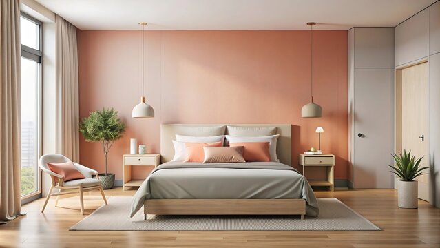 bedroom interior with pink accent