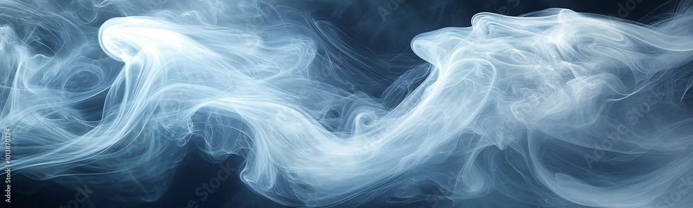 Aufkleber Ethereal wisps of smoke swirl gracefully against a dark backdrop, creating a serene and mysterious atmosphere.