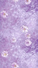 Solid light purple background with a miniature small flower motif in the center