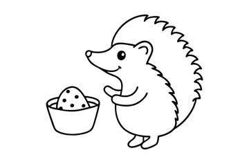 Adorable Hedgehog Collecting Mushrooms with a Basket Vector Art
