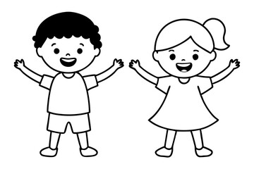 Vibrant Vector Illustrations of Happy Children Enjoying Outdoor Fun