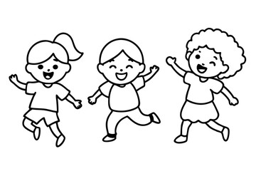 Vibrant Vector Illustrations of Happy Children Enjoying Outdoor Fun
