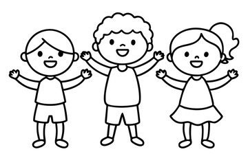 Joyful Kids Playing Together Vector Illustration for Cheerful Designs
