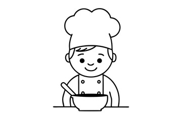 Cute Little Chef Whipping Up Delicious Treats in a Bright Kitchen Vector Art
