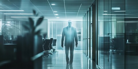 ghost executive wearing business suit working in corporate office