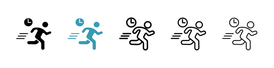 Busy vector icon set in black and blue colors.