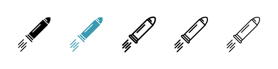 Bullet vector icon set in black and blue colors.