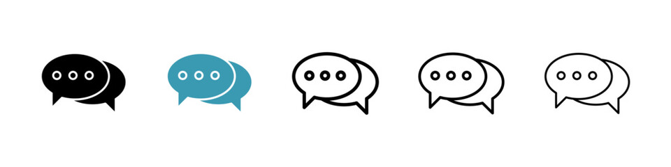 Chat vector icon set in black and blue colors.