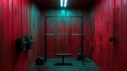 Red Wall Gym: A Minimalist Workout Space