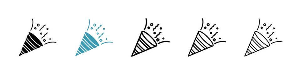 Confetti vector icon set in black and blue colors.