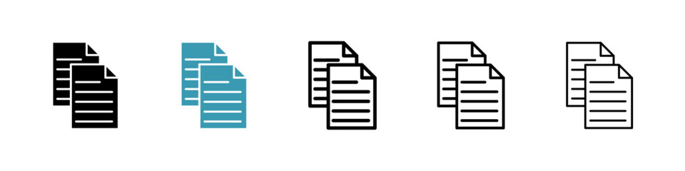 Copy vector icon set in black and blue colors.